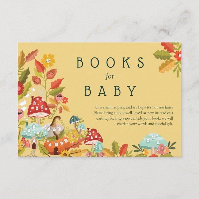 Books for Baby Autumn Leafs Mushrooms & Pumpkins Enclosure Card (Front)