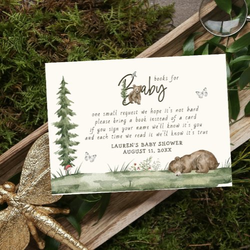 Books for Baby Bear Gender Neutral Woodland Shower Enclosure Card