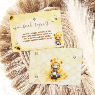 Books For Baby Bear Honey Bee Yellow Baby Shower Enclosure Card