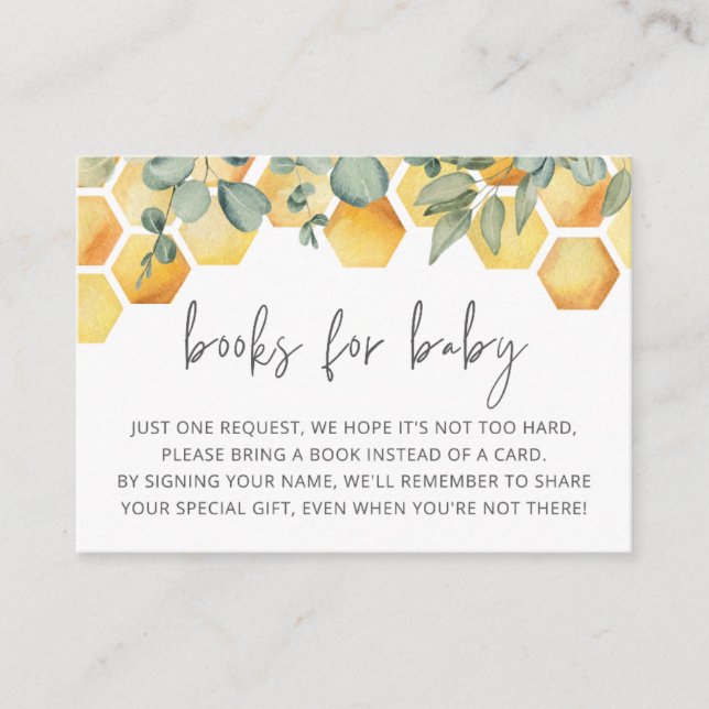 Books for Baby Bee Baby Shower Insert (Front)