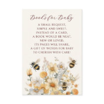 Books For Baby Bee Wildflower Floral Baby Shower Enclosure Card