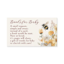 Books For Baby Bee Wildflower Floral Baby Shower Enclosure Card
