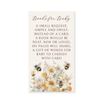 Books For Baby Bee Wildflower Floral Baby Shower Enclosure Card