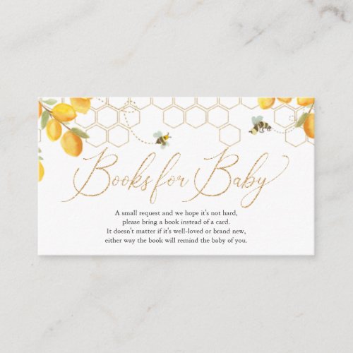  Books for Baby Bees  Honeycomb Gold Glitter Enclosure Card