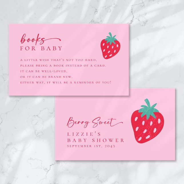 Books for Baby Berry Sweet Script Baby Shower Enclosure Card (Creator Uploaded)