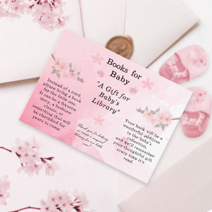 Books for Baby Blooming in Bliss Pink Baby Shower Enclosure Card