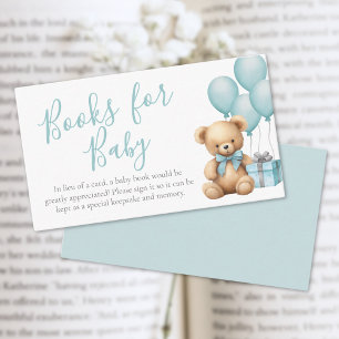 Books For Baby Blue Bear Baby Shower Enclosure Card