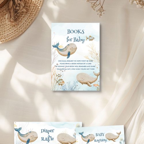 Books for Baby Blue Beige Whale Baby Shower Enclosure Card