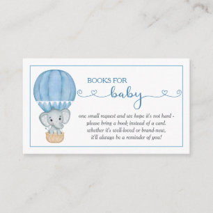Books for Baby Blue Elephant Baby Shower Enclosure Card