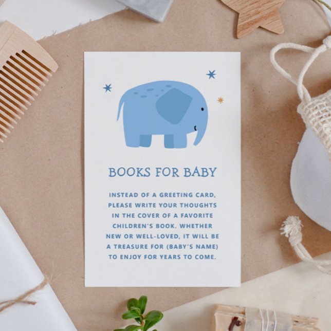 Books for Baby | Blue Elephant Safari Baby Shower Enclosure Card (Creator Uploaded)