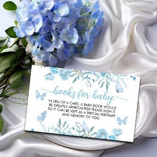 Books for Baby Blue Floral Baby Shower Enclosure Card