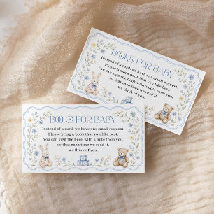 Books For Baby Blue Floral Nursery Baby Shower Enclosure Card