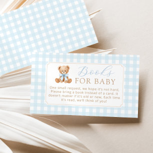 Books for baby Blue Gingham Teddy Bear Enclosure Card