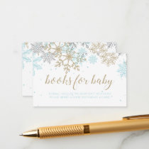 Books for Baby Blue Gold Snowflake Enclosure Card