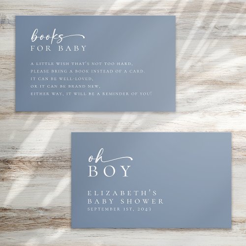 Books for Baby Blue Minimalist Baby Shower Enclosure Card