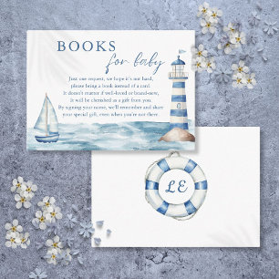 Books For Baby Blue Nautical Baby Shower Enclosure Card