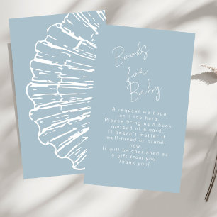 Books for Baby Blue Scallop Shell Boy Baby Shower Enclosure Card