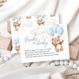 Books for Baby Blue Teddy Bear Baby Shower Enclosure Card