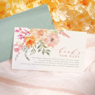 Books for Baby Blush & Teal Spring Baby Shower Enclosure Card