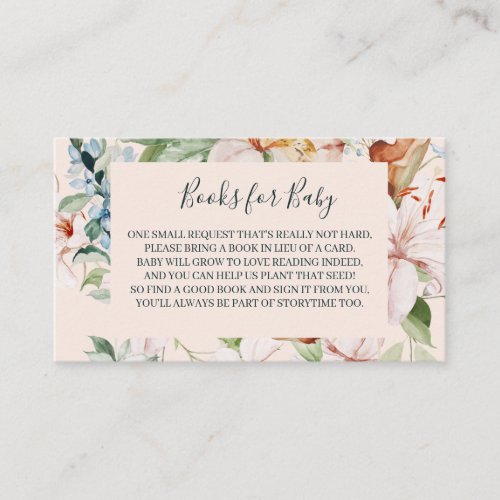 Books for Baby Boho Floral Baby Shower Enclosure Card