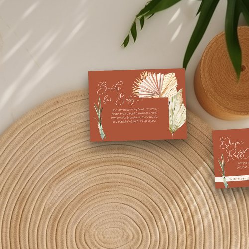 Books for Baby Boho Foliage Terracotta Baby Shower Enclosure Card