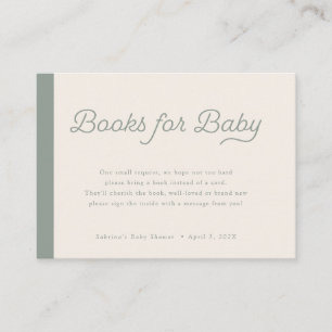 Books for Baby Boho Minimalist Lines Sage Enclosure Card