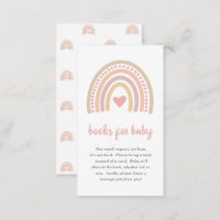 Books for Baby Boho Rainbow Cute Girl Baby Shower  Enclosure Card