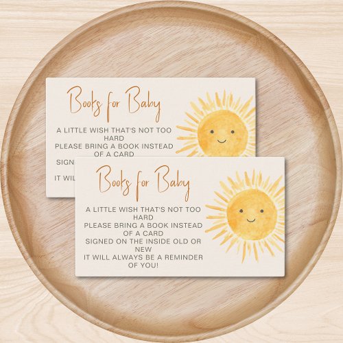 Books For Baby Boho Sunshine Baby Shower Enclosure Card