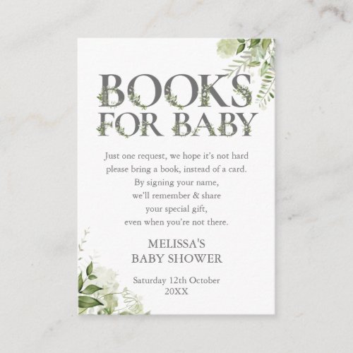 Books For Baby Book Request Baby Shower Enclosure Card