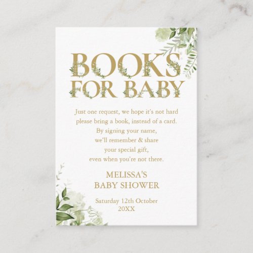 Books For Baby Book Request Gold Baby Shower Enclosure Card