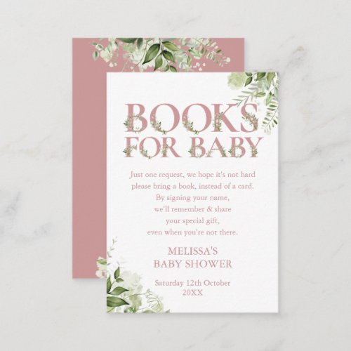 Books For Baby Book Request Pink Baby Shower Enclosure Card