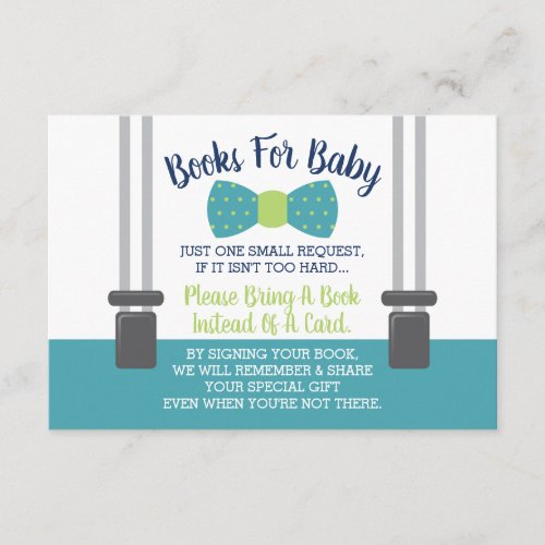 Books for Baby Bow Tie Baby Shower Enclosure Card