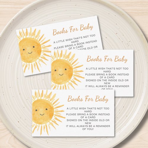 Books For Baby Boy Boho Sunshine Sun Baby Shower  Enclosure Card