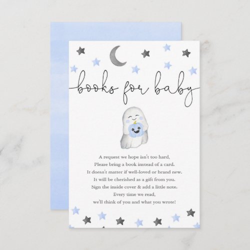 Books for Baby Boy Halloween ghost baby shower  Enclosure Card