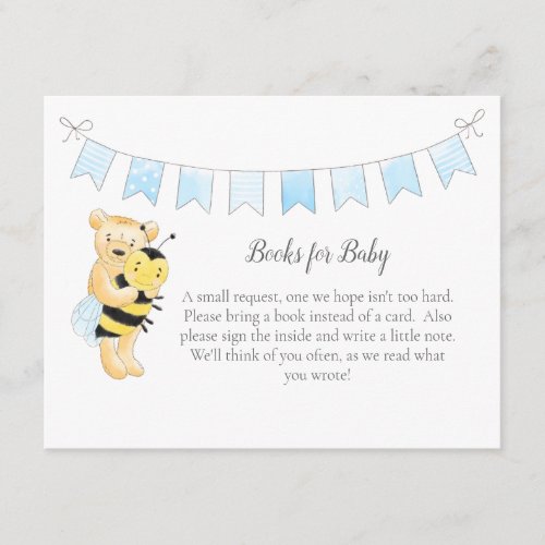 Books For Baby Boy Teddy Bear and Bee Enclosure Card
