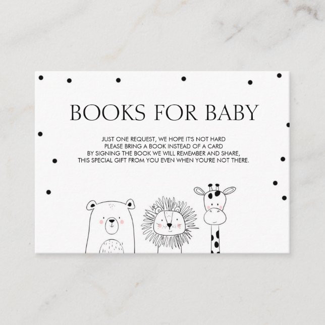 Books for baby Bring a book Black white Animals Ca Enclosure Card (Front)
