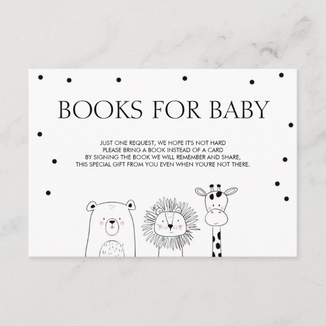 Books for baby Bring a book Black white Animals Enclosure Card (Front)