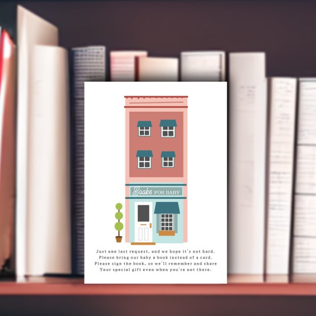 Books For Baby Building Pink Baby Shower Enclosure Card (Creator Uploaded)