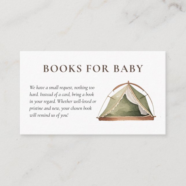 Books for Baby Camping Forest Baby Shower Enclosure Card (Front)