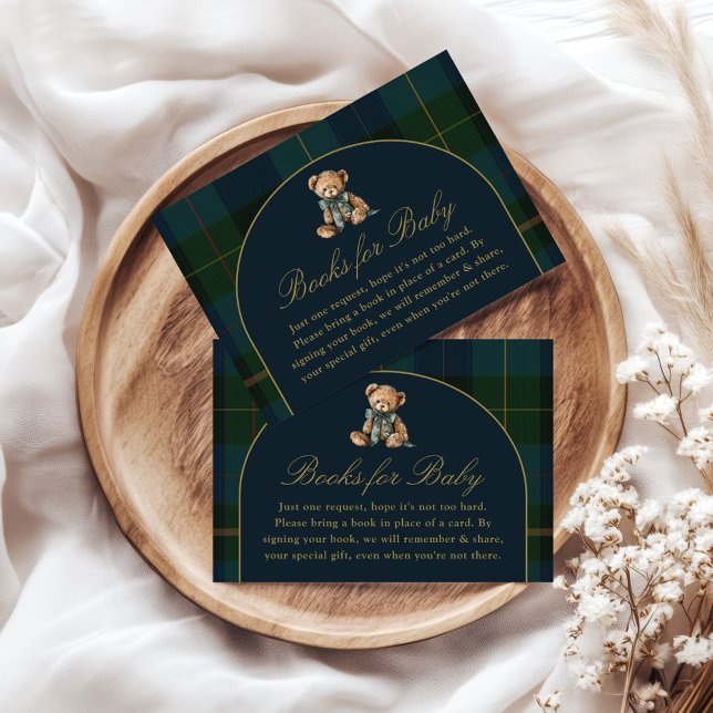 Books for Baby Card Classic Dark Green Blue Plaid  (Creator Uploaded)