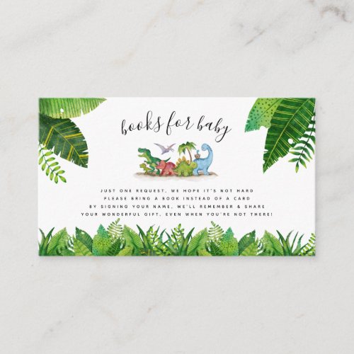 Books for Baby Card  Dinosaur Themed Baby Shower Enclosure Card