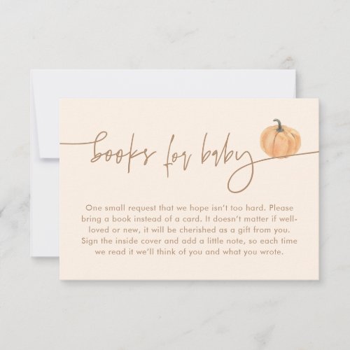 Books for Baby Card  Fall Pumpkin Baby Shower