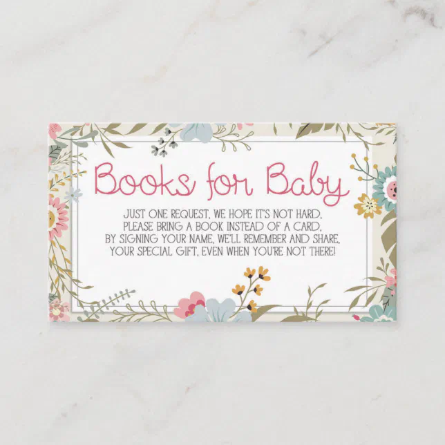 Books for Baby Card Insert Baby Shower Zazzle
