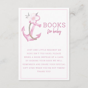 Books for Baby Card Nautical Pink Anchor Baby Sh