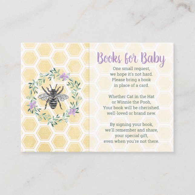 Books for baby card purple yellow girl baby shower (Front)