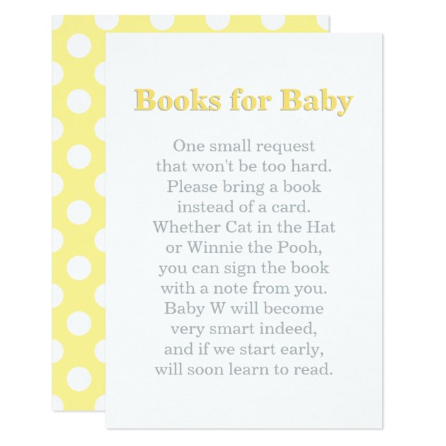 Books For Baby Invitation | Yellow And Gray