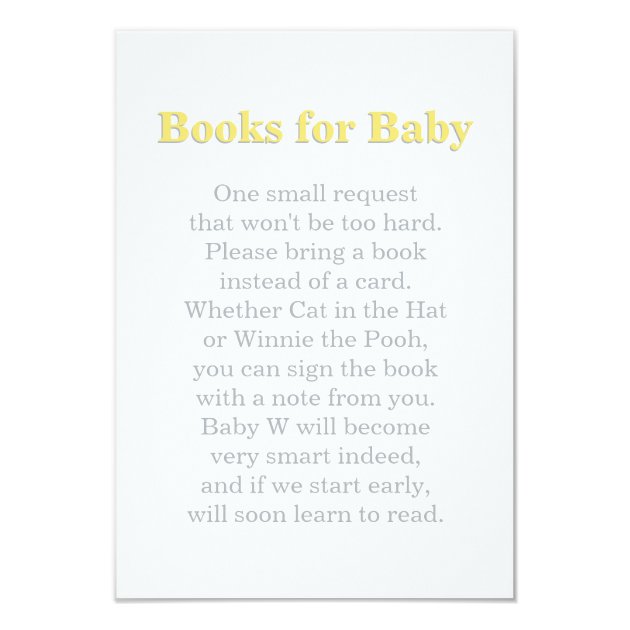 Books For Baby Invitation | Yellow And Gray