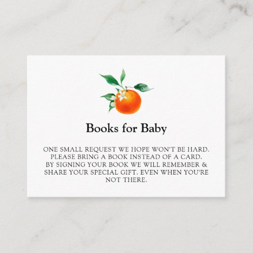 Books for Baby Clementine Baby Orange Baby Shower Enclosure Card