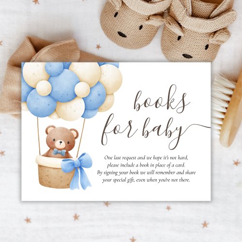 Books for Baby  Cute Bear Balloon Baby Shower  Enclosure Card