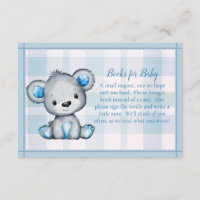 Books For Baby Cute Bear Boy Baby Shower Game Enclosure Card